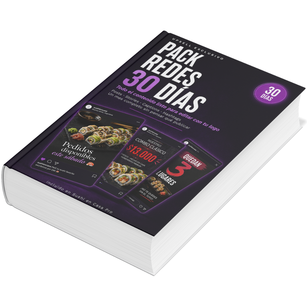 Pack Redes: 30 días de contenido para Instagram con sushi (Canva)